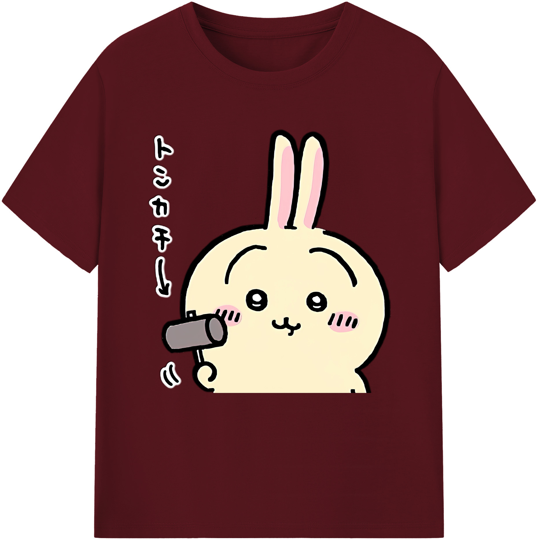 （画像用） ちいかわ うさぎ Chii-kawa usagi 綿100％半袖Tシャツ（フロントプリント）